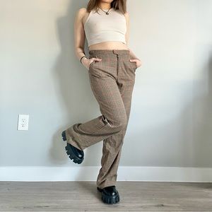 Vintage Preppy Plaid Wide Leg Pant